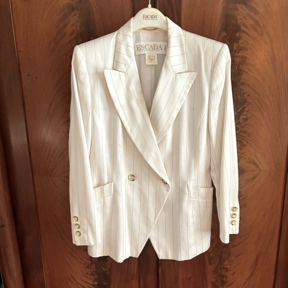 Escada white gold pinstripes jacket - Picture 1 of 4